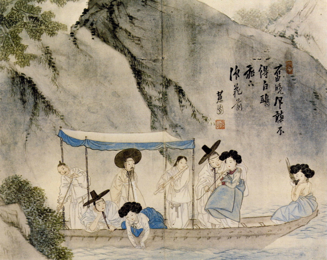 신윤복 ‘주유청강’, 18세기 후반.