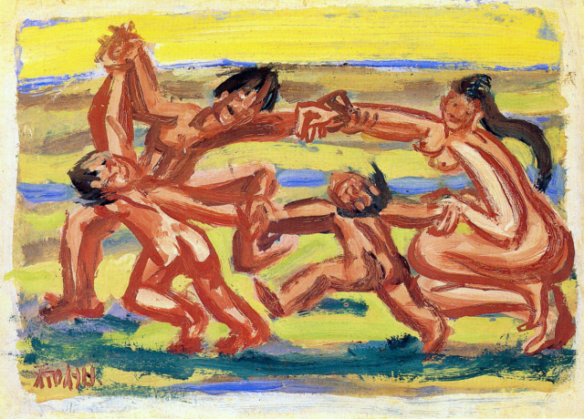 이중섭 ‘춤추는 가족’, 1950년대.