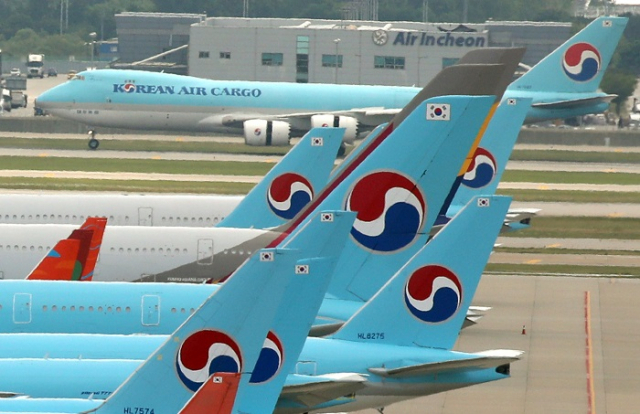사진은 인천국제공항에 멈춰선 대한항공 항공기들. 연합뉴스