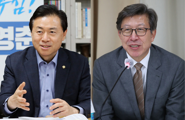왼쪽부터 김영춘 전 국회 사무총장, 박형준 동아대 교수. 부산일보DB