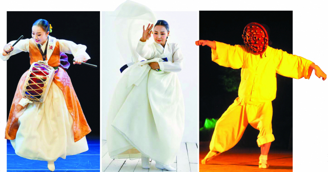 왼쪽부터 남선주의 ‘진도북춤’, 이윤혜의 ‘살풀이춤’, 이강용의 ‘문둥북춤’. 춤문화연구소 제공