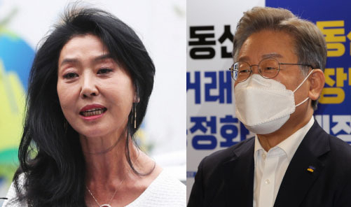 배우 김부선(왼쪽), 이재명 경기도지사. 연합뉴스 자료사진