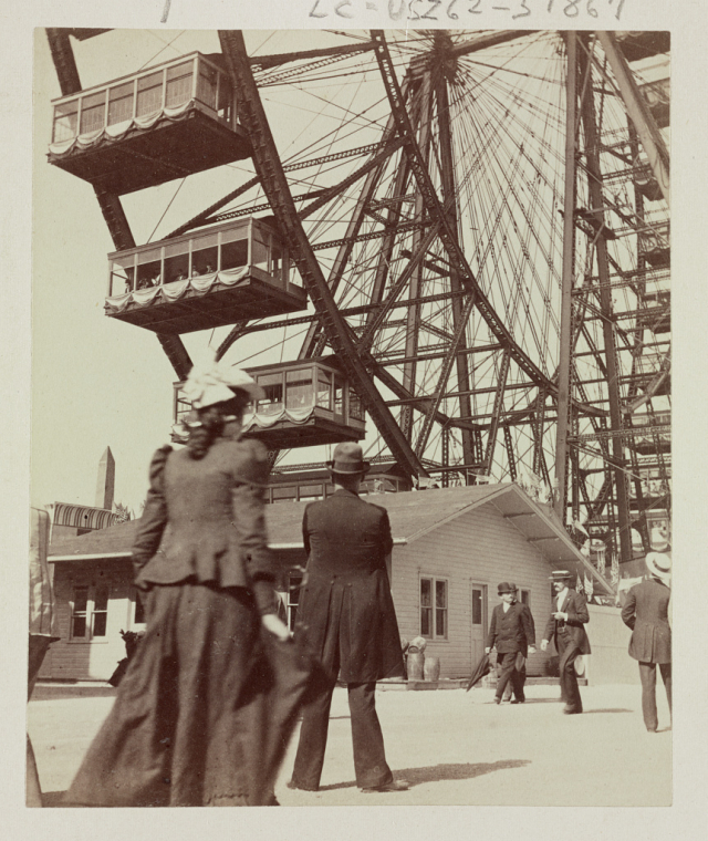 1893년 시카고엑스포 당시 랜드마크로 세워진 대관람차 '페리스 휠'. 미국의회도서관 소장 자료