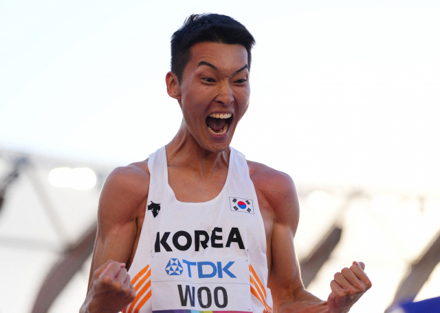 올해 세계육상선수권대회 남자 높이뛰기에서 은메달을 딴 우상혁. 로이터연합뉴스