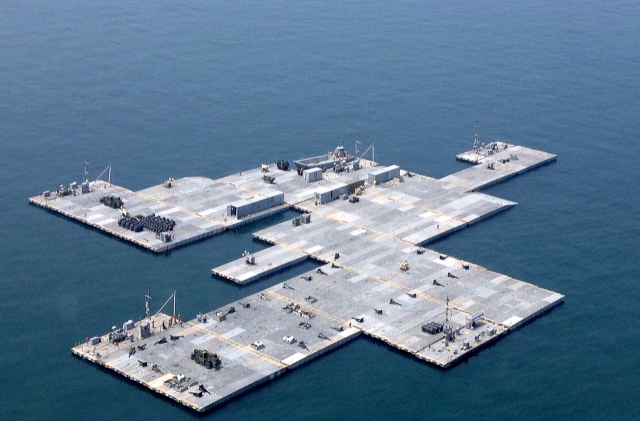 미 해군 합동해안양륙군수지원 체계 모습. HJ중공업 제공