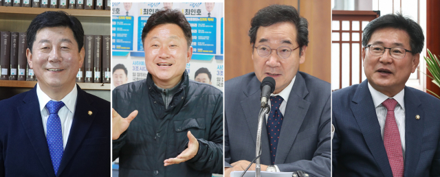 더불어민주당 박재호(왼쪽부터) 의원, 최인호 의원, 이낙연 전 대표, 국민의힘 이헌승 의원. 부산일보DB·연합뉴스