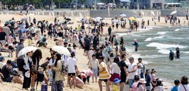 일본 후쿠시마 오염수 방류에 대한 시민 불안감이 커지자 부산시는 주요 해수욕장을 대상으로 한 대책을 내놓았다. 지난 4일 해운대해수욕장에서 물놀이를 즐기는 관광객들. 부산일보DB