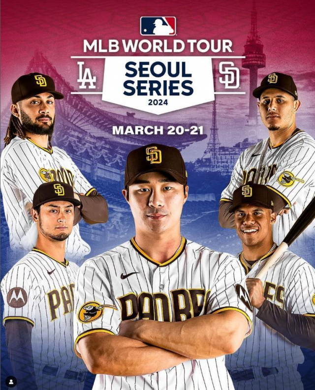 2024년 3월 20·21일 서울 고척스카이돔에서는 미국프로야구 메이저리그(MLB) 정규리그 공식 개막전 LA 다저스와 샌디에이고 파드리스의 경기가 열린다. 샌디에이고 파드리스 SNS 캡처