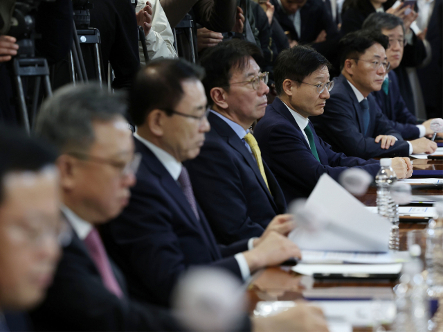 지난 15일 서울 중구 은행연합회에서 열린 맞춤형 기업금융 은행장 간담회에 시중은행장들이 참석한 모습. 연합뉴스
