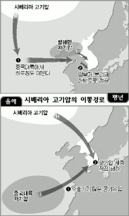 시베리아 고기압 경로 및 제트기류 변화