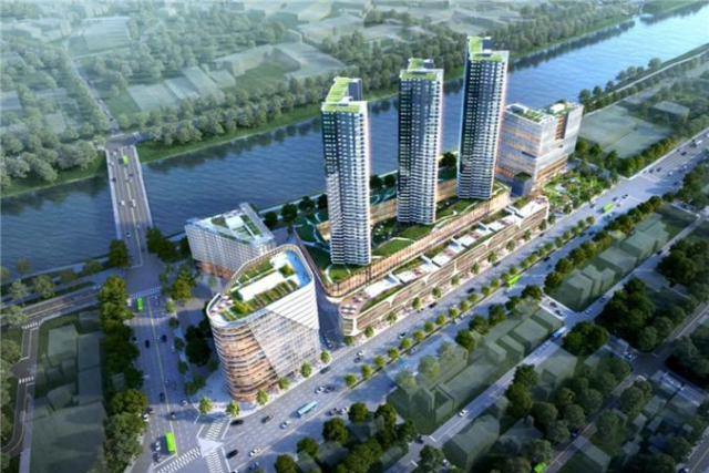 D그룹이 양산시 신기동에 조성하기로 한 복합도시 조감도(2019년 8월 당시 조감도).양산시 제공