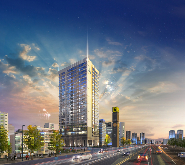 부산도시철도 1·3호선 연산역 초역세권에 건립되는 오피스텔인 ‘스마트리치 연산’이 최근 홍보관을 열고 분양을 시작했다. 그림은 이 오피스텔 조감도. 스마트리치 연산 제공