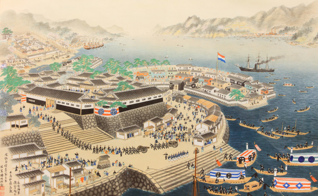 일본 사가현 혼마루역사관이 소장한 일본 막부 건립 나가사키 해군전습소 전경도