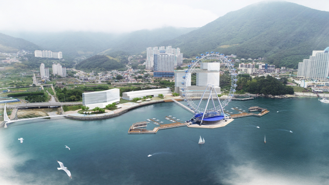 거제시 지세포 다기능어항 부지 개발사업 조감도. 홍익관광개발이 1000억 원을 투자해 세계 최초 해상 대관람차를 중심으로 숙박과 레저, 위락시설을 두루 갖춘 종합 관광단지로 밑그림을 그렸다. 부산일보DB