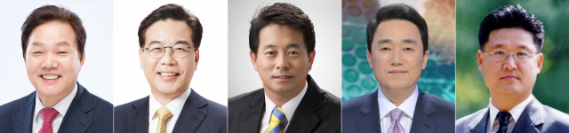 자유한국당 황교안 대표는 2일 신임 사무총장에 박완수 의원, 전략기획부총장에 송언석 의원을 임명하는 등 주요 당직자 인선을 전격 단행했다. 또 대표 비서실장에 재선의 김명연(안산단원갑) 수석대변인을, 대변인에 MBC 기자 출신인 박용찬 영등포을 당협위원장을, 당 싱크탱크인 여의도연구원장에는 성동규 중앙대 미디어커뮤니케이션학부 교수를 내정했다. 왼쪽부터 박완수, 송언석, 김명연, 박용찬, 성동규. 연합뉴스