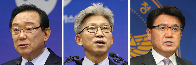 왼쪽부터 송철호 송병기 황운하.