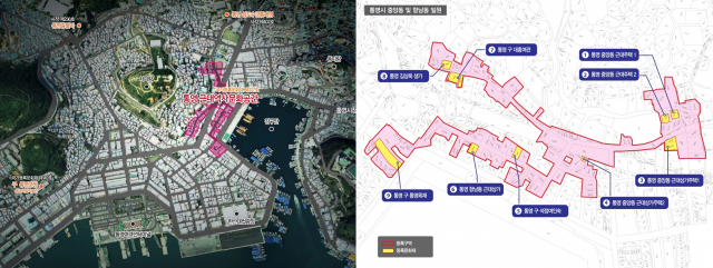 9일 국가등록문화재 제777호로 지정된 '통영 근대역사문화공간' 위치도. 부산일보DB