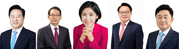 왼쪽부터 김두관, 김도읍, 김미애, 안병길, 최인호 당선인. <출처=중앙선거관리위원회 홈페이지>