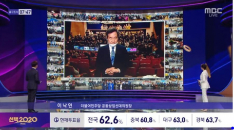 MBC 개표방송 '선택 2020' 화면 캡처