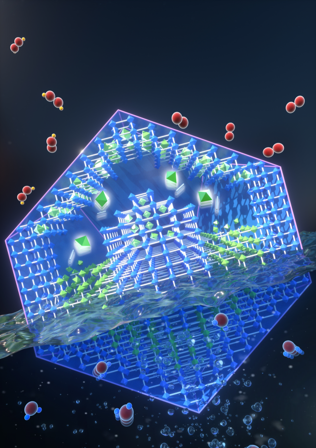 금속-유기 구조체로부터 생성된 촉매가 기공 내에 안정화하는 과정(개략도). KAIST 제공