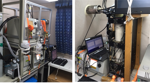 아라온 대기 관측실에 설치되어 있는 극초미세먼지 양 실시간 관측 장비들. 극지연구소 제공