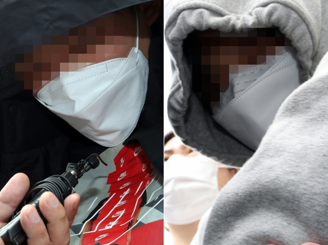 한집에 사는 지인을 고문 수준으로 학대한 혐의(특수상해)를 받는 20대 연인이 17일 구속 전 피의자 심문(영장실질심사)에 출석하고자 광주 북부경찰서를 나서고 있다. 연합뉴스