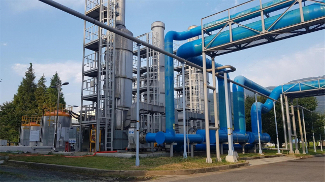 수질정화공원에서 발생하는 악취를 줄이기 위해 가동 중인 탈취시설. 양산시 제공