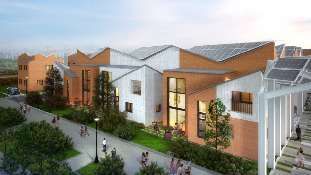 인공지능과 로봇 등 미래 신기술을 기반으로 시민의 일상을 바꾸는 스마트시티 선도 모델인 부산 에코델타시티(위)와 내년 말 입주가 시작되는 스마트빌리지 구상도. 한국수자원공사 제공