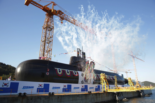 대우조선해양이 건조한 대한민국 해군의 2번째 3000t급 잠수함 ‘안무함’. 부산일보DB