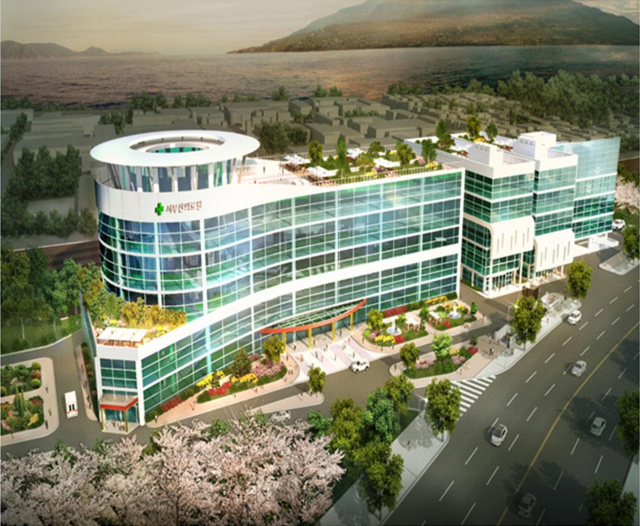 부산도시철도 1호선 신평역 공영주차장 부지에 300병상 규모로 들어설 서부산의료원 조감도. 정부가 예타 면제를 결정하면서 탄력을 받는다. 부산일보DB