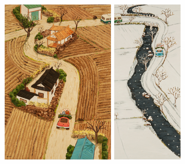 전영근 '마을과개울이 보이는 시골길'. 갤러리조이 제공