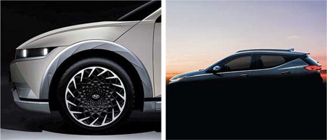 현대차 전기차 ‘아이오닉5’(왼쪽)와 GM 전기차 ‘볼트 EUV’ 티저이미지. 현대차·GM 제공