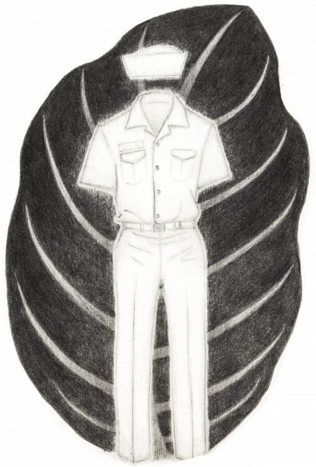 30대 때 대위 진급을 앞두고 전역한 길현 씨는 해군복이 참 잘 어울렸다. 그림=성유진 작가