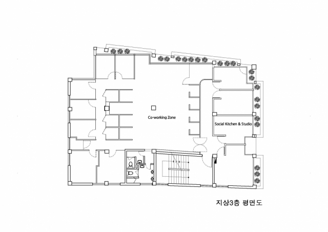 ‘허그라운드’ 3층 평면도. 리을도랑 건축사사무소 제공
