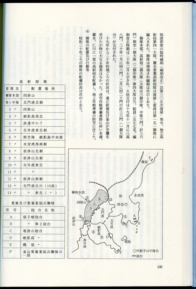 일본 방위성 소장 '조선소재중포병연대사'에 따르면 일제강점기 태종대와 오륙도 등지에 포대(砲台)가 있었던 사실을 확인할 수 있다.