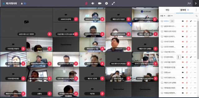 해양수산 기업 투자 확대를 위해 올 4월 21일 진행된 제1차 투자기관 협의회 온라인 기업 투자설명회 장면. 해수부 제공
