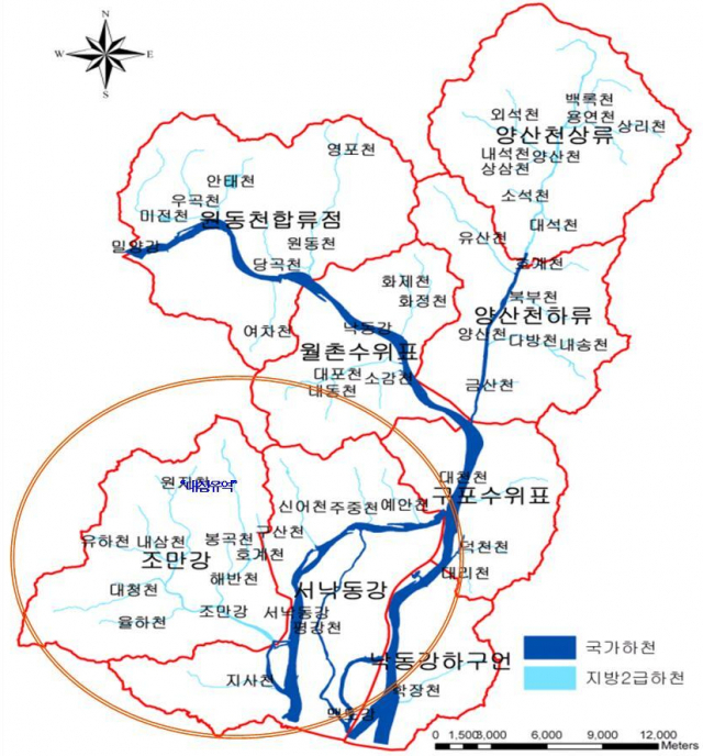 서낙동강 수질개선 방안 수립 용역 과업 대상지역. 국민의힘 김도읍 의원실 제공