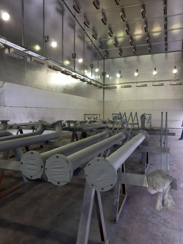 엔알텍이 개발한 원적외선 고성능 복사파 건조 설비는 8시간 만에 전체 도장이 마르도록 할 수 있다. 엔알텍 제공