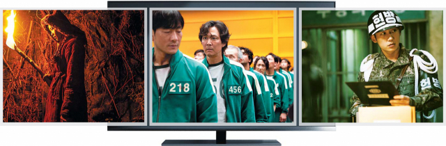 왼쪽부터 ‘킹덤-아신전’ ‘오징어 게임’ ‘D.P’. 넷플릭스 제공