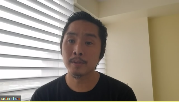 12일 오전 열린 ‘푸른 호수’ 온라인 기자 간담회에 참석한 저스틴 전 감독. BIFF 제공