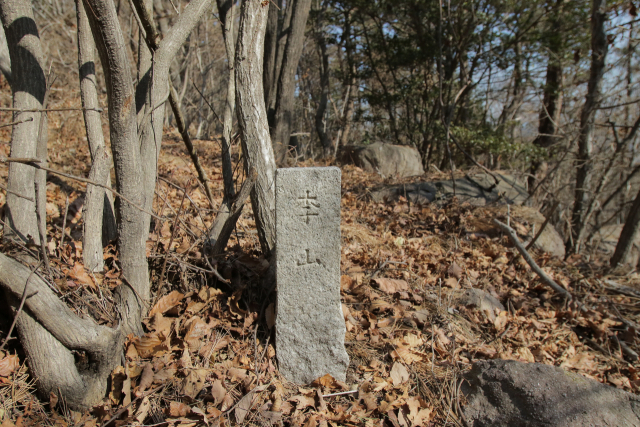 부산 해운대구 장산에서 발견된 이산표석. 일제 강점기 조선총독부에 장산을 뺏기지 않기 위해 조선 왕실 이 씨 소유 땅임을 알리려고 세운 것으로 추정된다. 해운대구청 제공