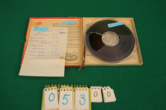 백영호 작곡가의 음반 녹음 릴테이프. 부산시 제공