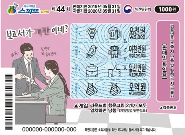 즉석식 인쇄복권인 스피또 1000.