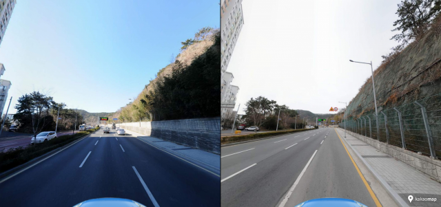 옹벽에 있던 문구는 도로 확장으로 사라져 버린 것이다.