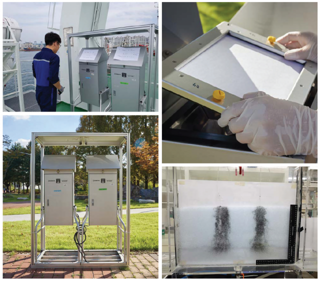 연구에 활용된 미세먼지 포집장치. 최한나 박사 연구팀은 연구원 물리탐사연구선 탐해2호에 포집장치를 설치해 신뢰성 있는 미세먼지 샘플 자료 확보했다. 지질자원연구원 제공