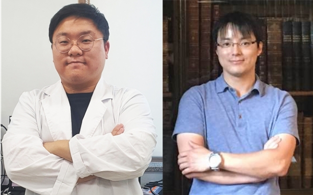 3분안에 충전이 가능한 리툼배터리 기술을 개발한 경상국립대 에너지공학과 김선식 석사과정생(왼쪽)과 정현영 교수(오른쪽). 경상국립대 제공