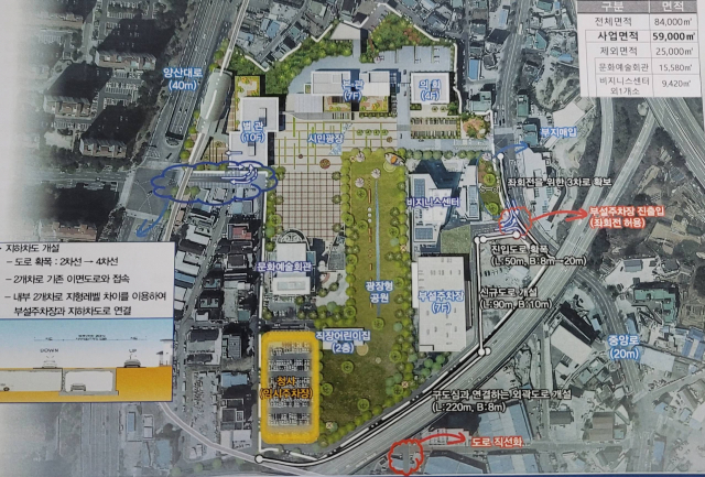 예산 확보 등으로 사실상 잠정 보류되는 양산시 신 청사 조감도. 양산시 제공