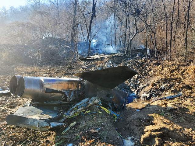 11일 오후 1시 46분께 경기도 화성시 정남면 관항리의 한 야산에 공군 10전투비행단 소속 F-5E 전투기 1대가 추락했다. 추락한 기체에서 연기가 피어 오르고 있다. 연합뉴스
