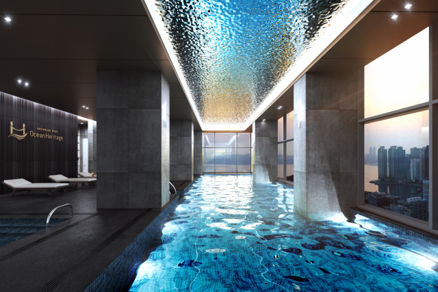 하이엔드 생활형숙박시설을 표방하는 ‘해운대비스타오션헤리티지’의 인피니티풀과 최고층 루프탑 멀티라운지 등 고품격 커뮤니티 시설 조감도. 동원개발 제공