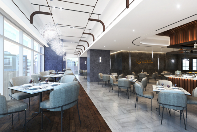 하이엔드 생활형숙박시설을 표방하는 ‘해운대비스타오션헤리티지’의 인피니티풀과 최고층 루프탑 멀티라운지 등 고품격 커뮤니티 시설 조감도. 동원개발 제공